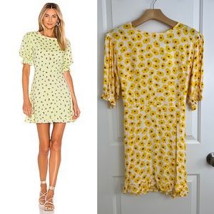 NWT Faithfull the Brand Florence Marigold Floral Spring Mini Dress Yellow Size 8